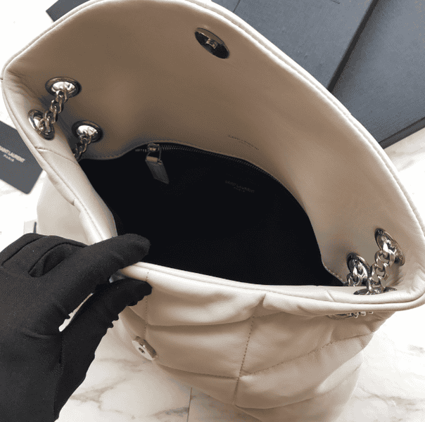 YSL Bi-Fold Back Shoulder Quilted Lambskin Medium Bag – White 40201 | Sandra Bags - Image 2