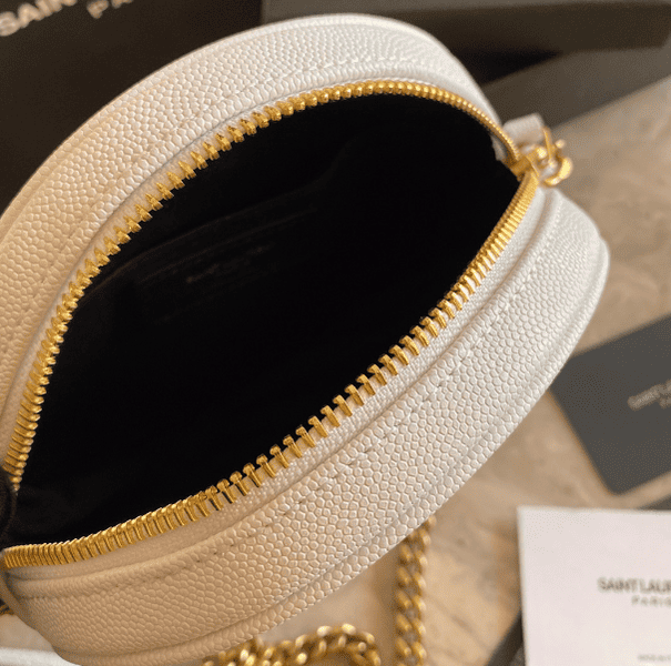 YSL Vinyle Cute Round Bag - White 74180 | Sandra Bags - Image 2