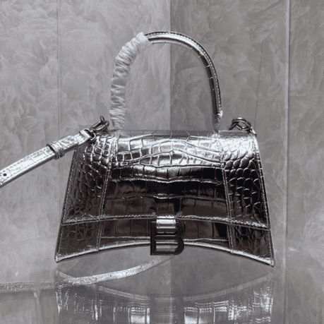 Balenciaga Heavyweight Hourglass Large Bag - Shimmery Silver 65209 | Sandra Bags