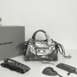 Balenciaga Neo Cagole Explosive Motorbike Bag - Silver 28982 | Sandra Bags
