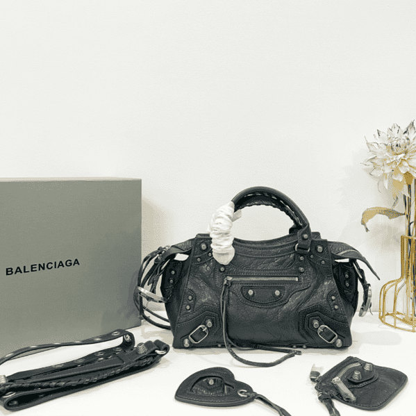 Balenciaga Neo Cagole Explosive Motorbike Bag - Black 21683 | Sandra Bags