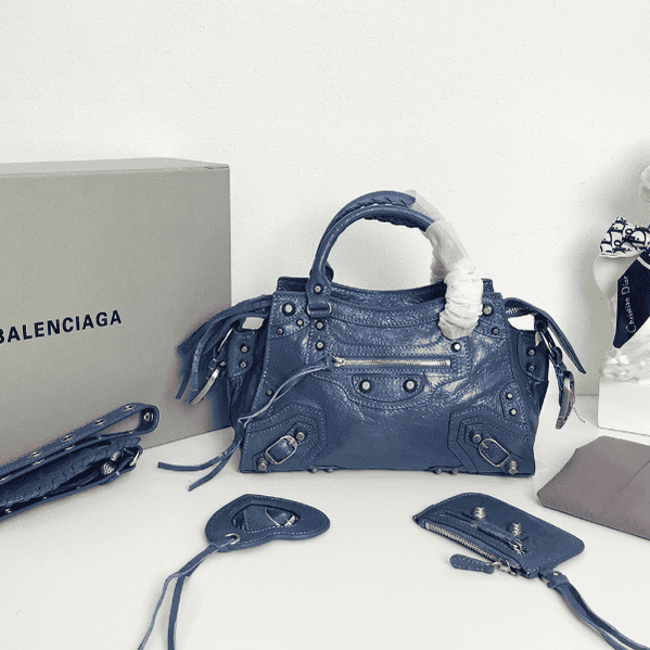 Balenciaga Neo Cagole Explosive Motorbike Bag - Dark Blue 61137 | Sandra Bags