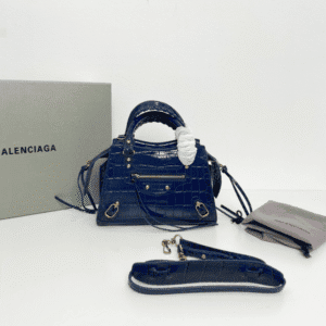 Balenciaga Neo Classic Mini Crocodile Handbag - Dark Blue 86230 | Sandra Bags