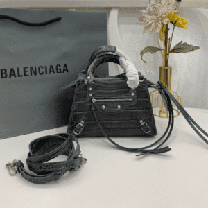 Balenciaga Neo Classic Mini Crocodile Handbag - Gray 76405 | Sandra Bags