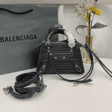 Balenciaga Neo Classic Mini Crocodile Handbag - Gray 76405 | Sandra Bags