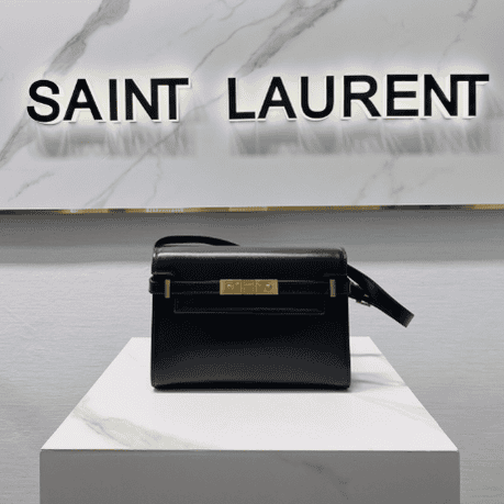 YSL Women Manhattan Baguette Box Small Leather Bag - Black 93143 | Sandra Bags