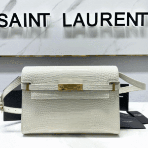 YSL Women Manhattan Baguette Box Large Leather Bag - White 94245 | Sandra Bags