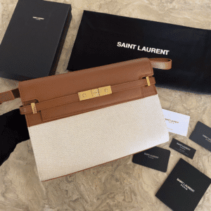 YSL Small Flap Baguette Bag - White/Brown 13186 | Sandra Bags