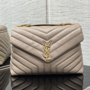 YSL LouLou Y-Shaped Satchel Large Handbag - Camel Gray 96561 | Sandra Bags