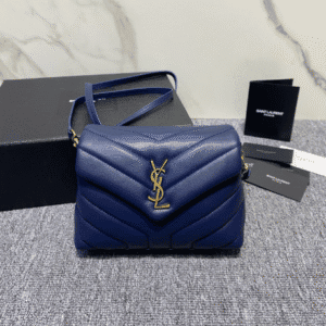 YSL LouLou Y-Shaped Satchel Small Handbag - Dark Blue 55094 | Sandra Bags