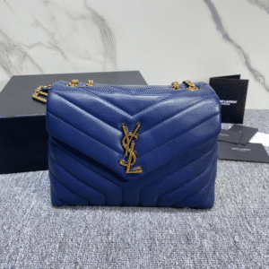 YSL LouLou Y-Shaped Satchel Medium Handbag - Dark Blue 65787 | Sandra Bags