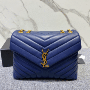 YSL LouLou Y-Shaped Satchel Large Handbag - Dark Blue 63655 | Sandra Bags