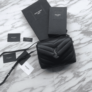 YSL LouLou Y-Shaped Satchel Small Handbag - Black (Silver Logo) 11811 | Sandra Bags