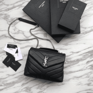 YSL LouLou Y-Shaped Satchel Medium Handbag – Black (Silver Logo) 54992 | Sandra Bags