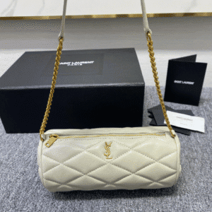 YSL Sade Armpit Cylindrical Bag - White 80318 | Sandra Bags