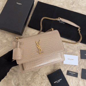 YSL Yves Small Crocodile Handbag - Cream 76038 | Sandra Bags