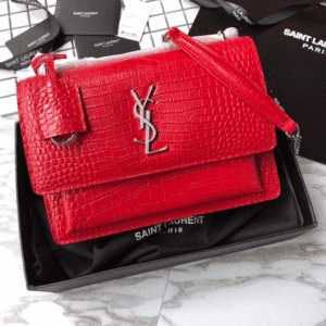 YSL Yves Small Crocodile Handbag - Red 23738 | Sandra Bags