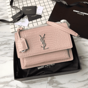 YSL Yves Small Crocodile Handbag - Light Pink 45550 | Sandra Bags