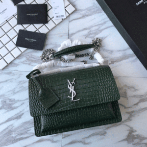 YSL Yves Small Crocodile Handbag - Green 50554 | Sandra Bags