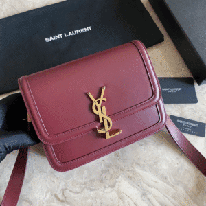 YSL Monogram Cross-body Shoulder Small Handbag - Maroon 44860 | Sandra Bags