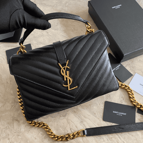 YLS Saint Laurent Medium Chain Messenger Bag - Black 52002 | Sandra Bags