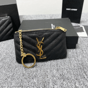 YSL Caviar Zipper Coin Purse - Black 18752 | Sandra Bags