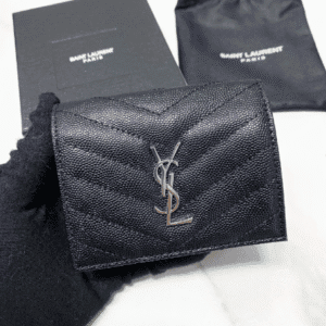 YSL Caviar Cowhide Y Shaped Wallet - Black 20228 | Sandra Bags