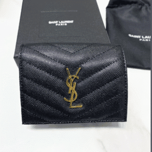 YSL Caviar Cowhide Y Shaped Wallet - Black 21250 | Sandra Bags