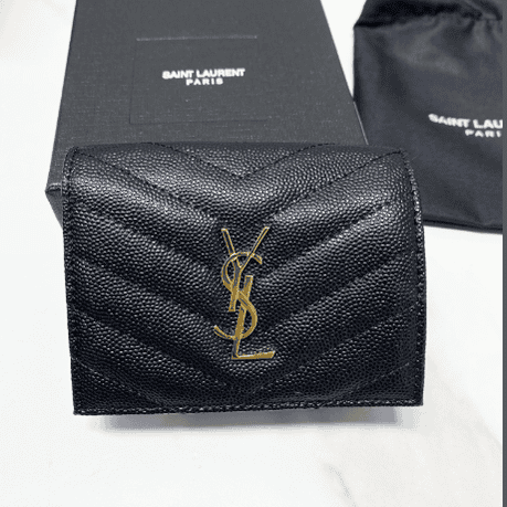 YSL Caviar Cowhide Y Shaped Wallet - Black 21250 | Sandra Bags