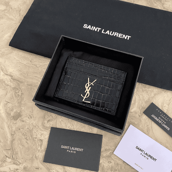 YSL Caviar Cowhide Y Shaped Wallet - Black 35567 | Sandra Bags