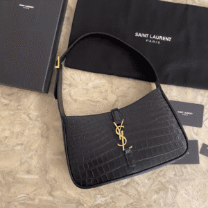 YSL’s New Crocodile Pattern Armpit Bag - Black 68208 | Sandra Bags