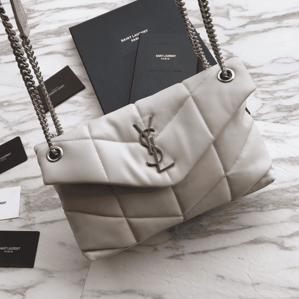 YSL Bi-Fold Back Shoulder Quilted Lambskin Medium Bag – White 40201 | Sandra Bags