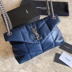 YSL Bi-Fold Back Shoulder Quilted Lambskin Medium Bag – Dark Blue 23070 | Sandra Bags