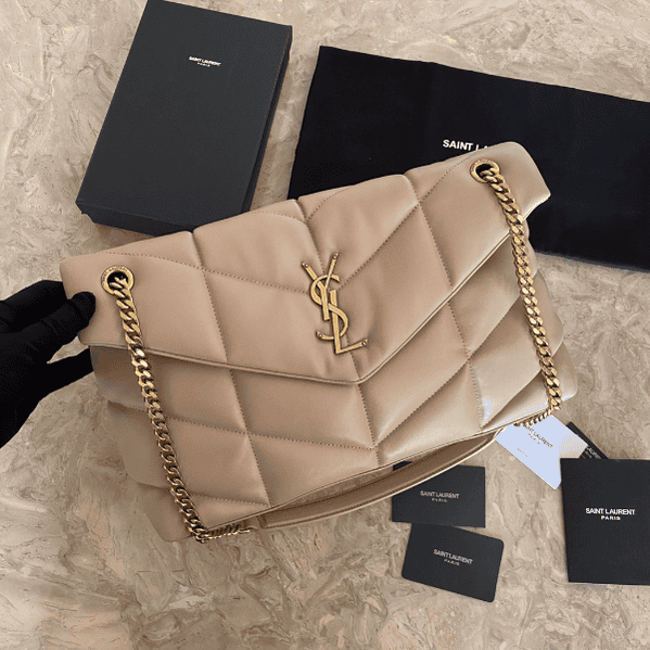 YSL Bi-Fold Back Shoulder Quilted Lambskin Large Bag – Nude Pink 74749 | Sandra Bags