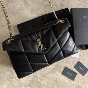 YSL Bi-Fold Back Shoulder Quilted Lambskin Large Bag – Black (Golden) 11400 | Sandra Bags