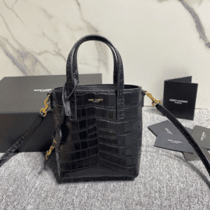 YSL Mini Crocodile Pattern Tote Bag - Black 74441 | Sandra Bags