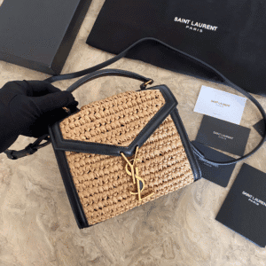 YSL Cassandra Envelope Raffia Straw Poplar Forest Bag 93904 | Sandra Bags