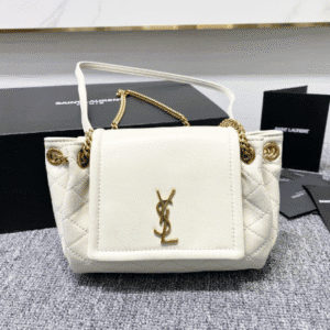 YSL Mini Nolita Imported Nappa Lambskin Bag - White 76088 | Sandra Bags