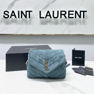 YSL LouLou Y-Shaped Small Shoulder Bag - Blue 61085 | Sandra Bags