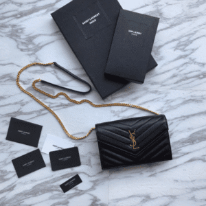 YSL Caviar Ball Chain Shoulder Bag - Black 93459 | Sandra Bags