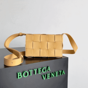 Bottega Veneta Sheepskin Grid Cassette Mini Handbag - Caramel 19770 | Sandra Bags