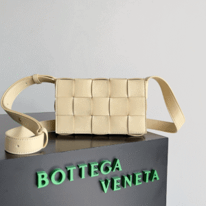 Bottega Veneta Sheepskin Grid Cassette Mini Handbag - Cream 75436 | Sandra Bags