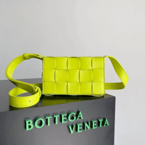Bottega Veneta Sheepskin Grid Cassette Mini Handbag - Yellow 67848 | Sandra Bags