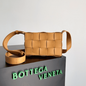 Bottega Veneta Sheepskin Grid Cassette Mini Handbag - Brown 31119 | Sandra Bags