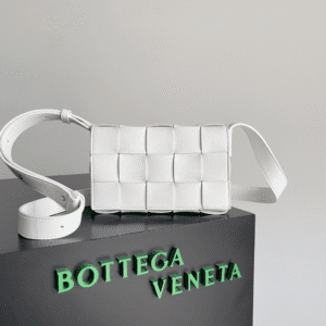 Bottega Veneta Sheepskin Grid Cassette Mini Handbag - White 16800 | Sandra Bags