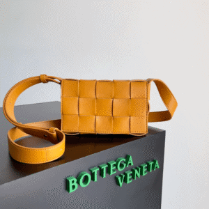 Bottega Veneta Sheepskin Grid Cassette Mini Handbag - Orange 22807 | Sandra Bags