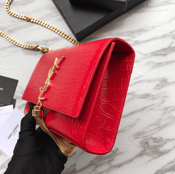 YSL Yves Saint Laurent Mini Crocodile Pattern Tassel Bag – Red 26904 | Sandra Bags - Image 4