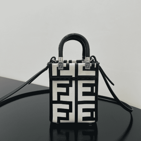 Fendi Sunshine Mini Tote Bag - Black/White 73053 | Sandra Bags