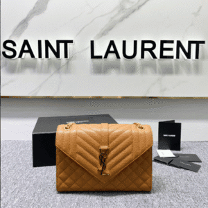 YSL Classic Grid Messenger Bag - Brown 86131 | Sandra Bags