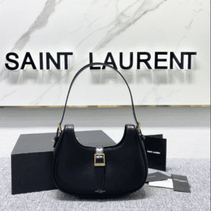 YSL Cowhide Texture Armpit Bag - Black 42418 | Sandra Bags
